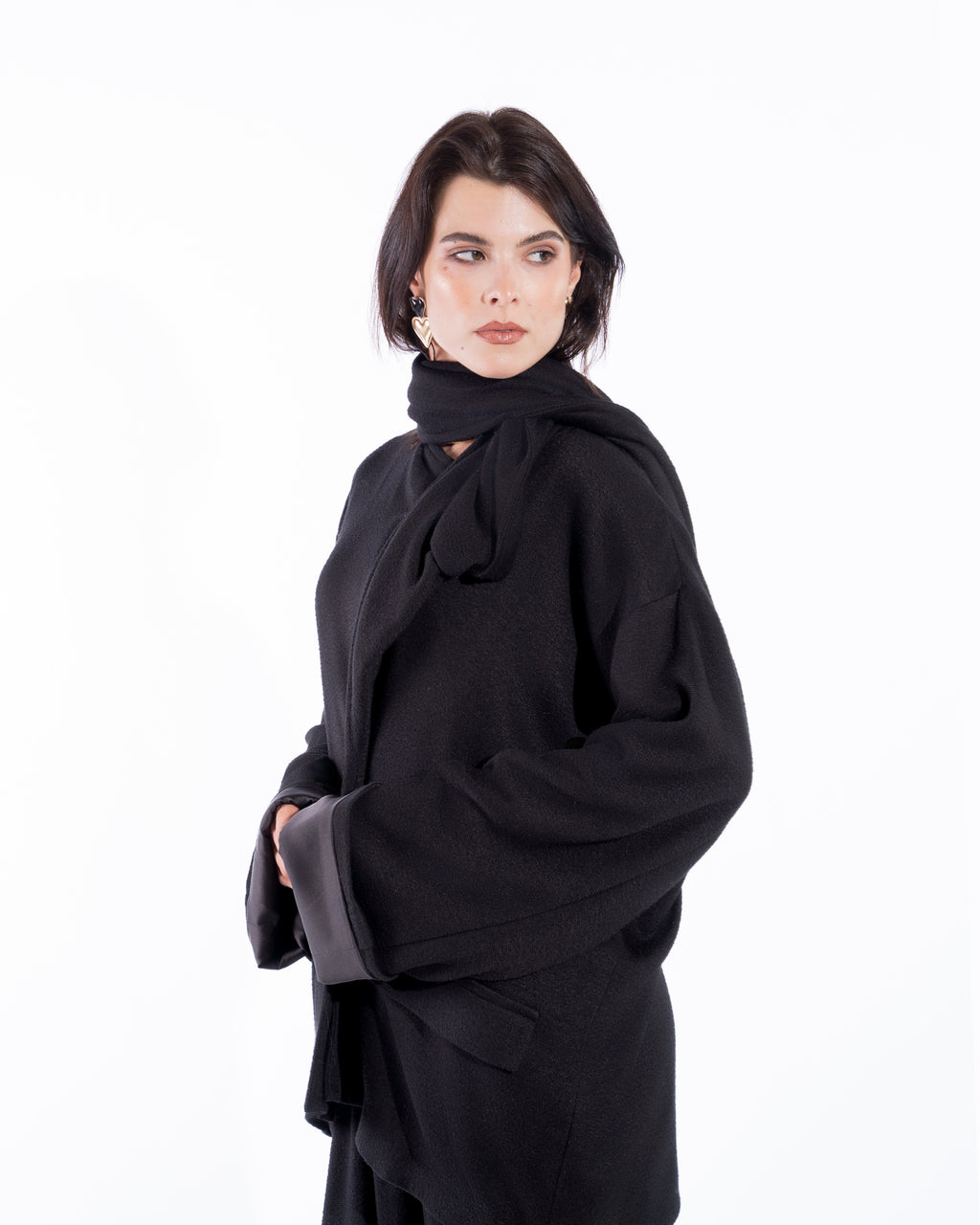 Black Wool scarf set