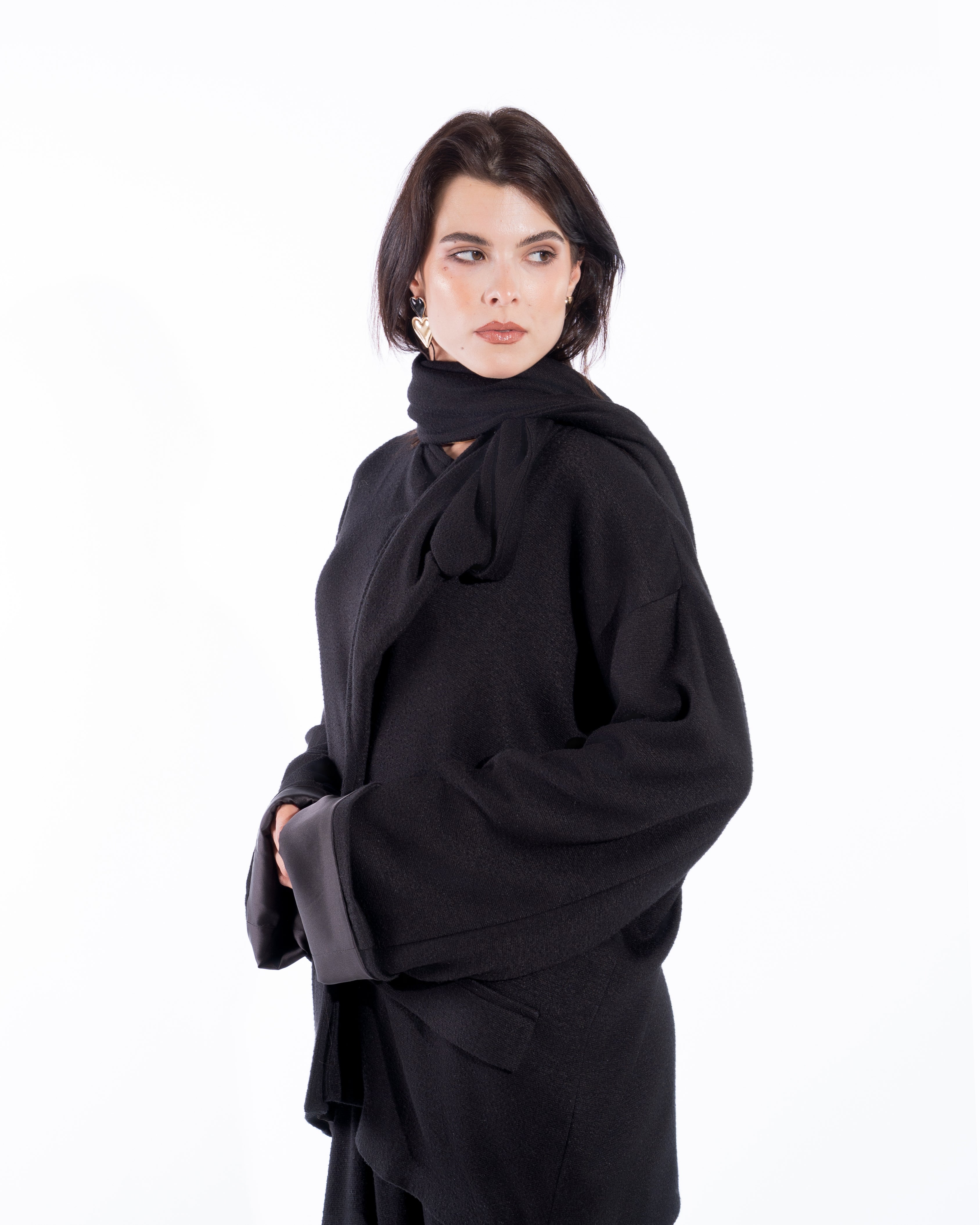 Black Wool scarf set