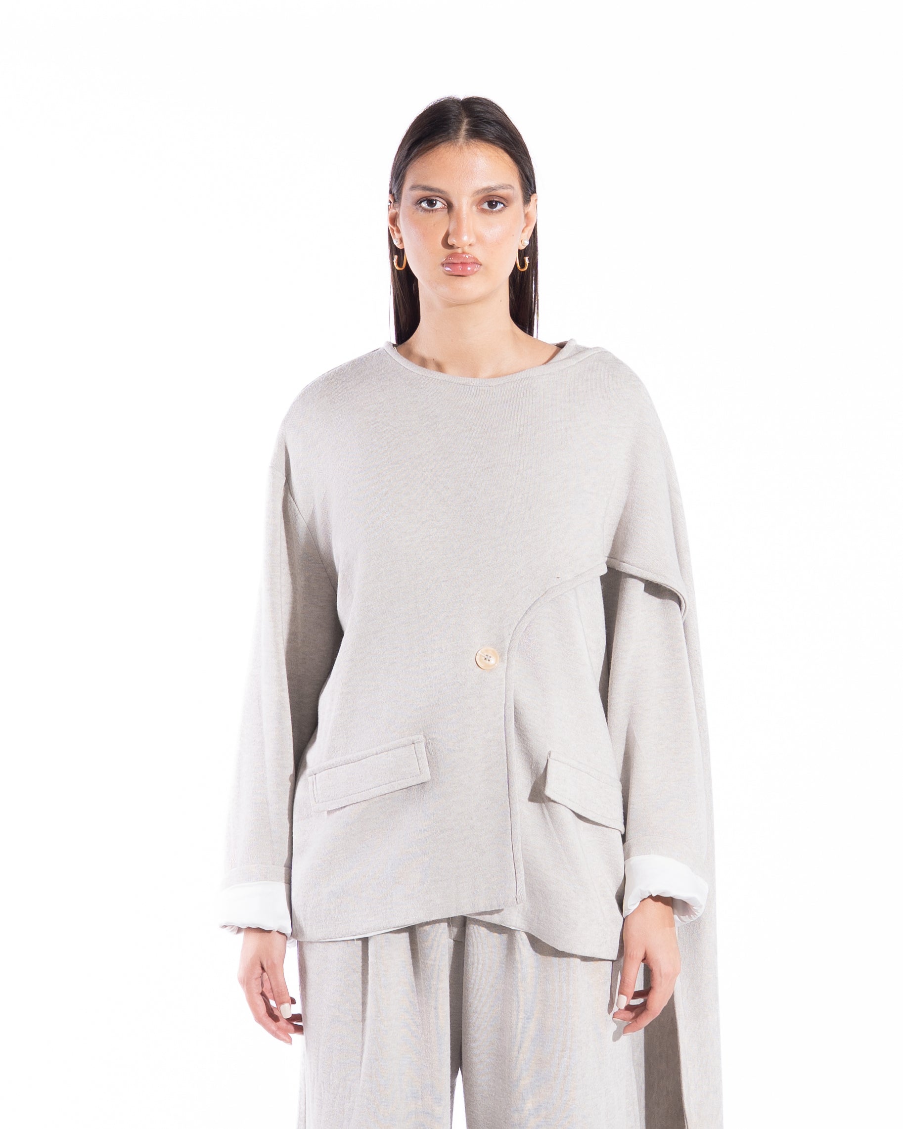 Offwhite wool scarf set