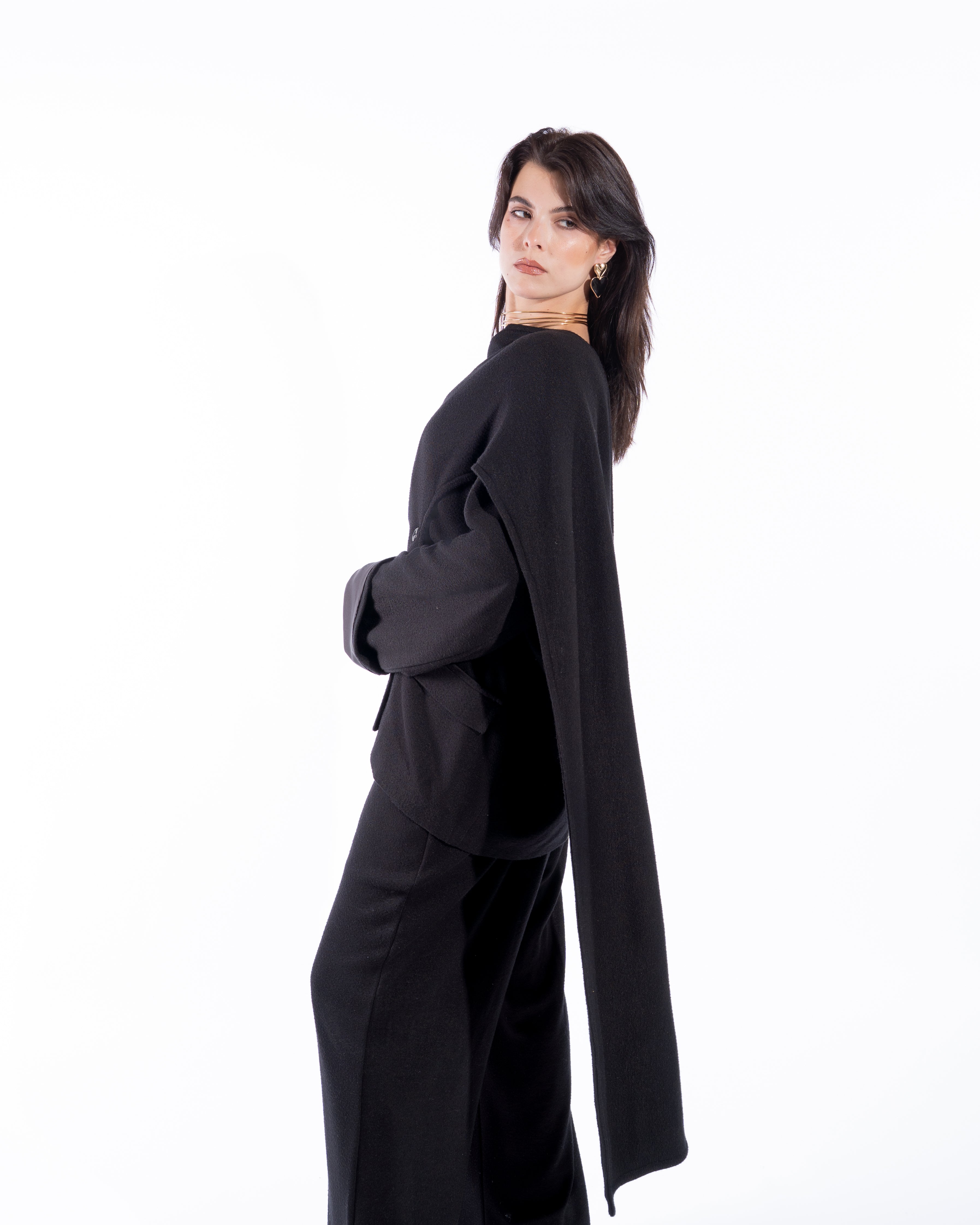 Black Wool Scarf set